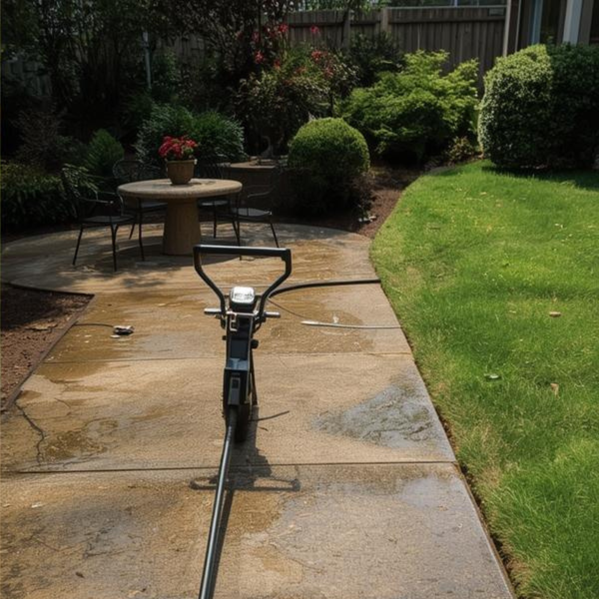Dirty dog run before pressure washing