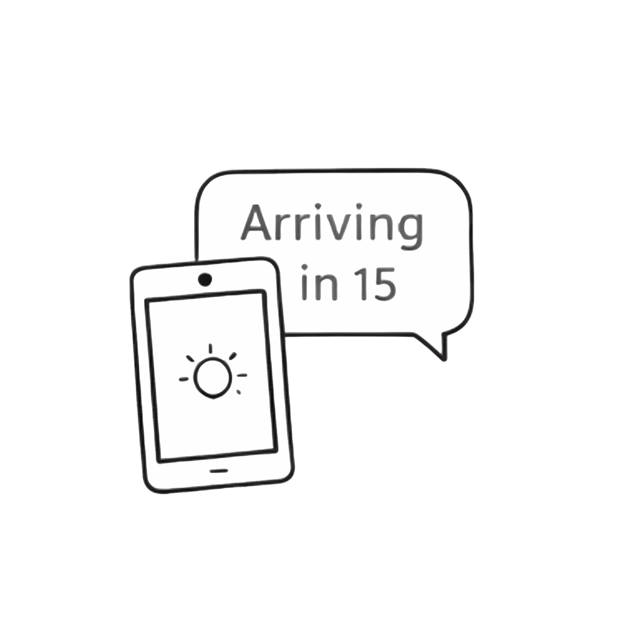 15-minute arrival notice icon