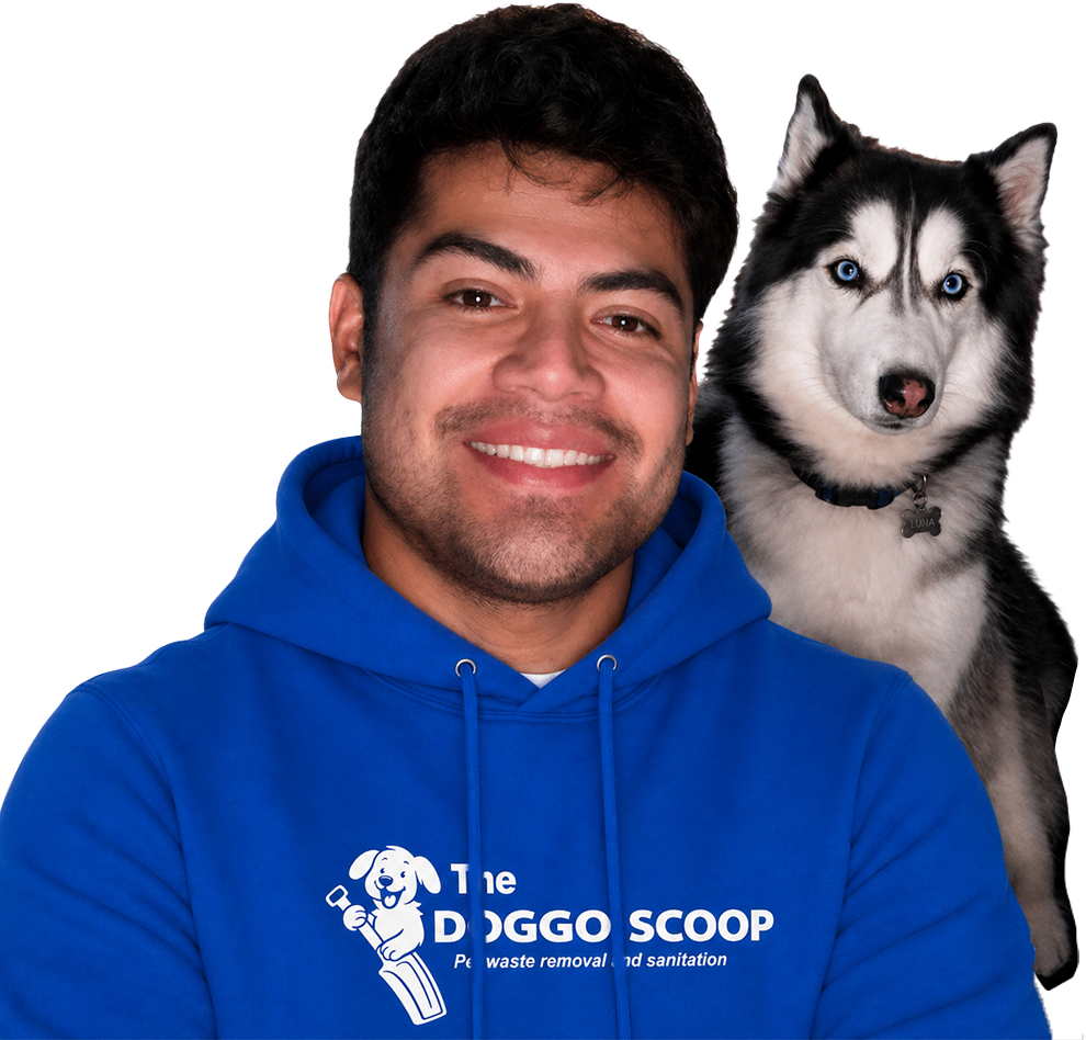 Man with happy dog sitting on his lap