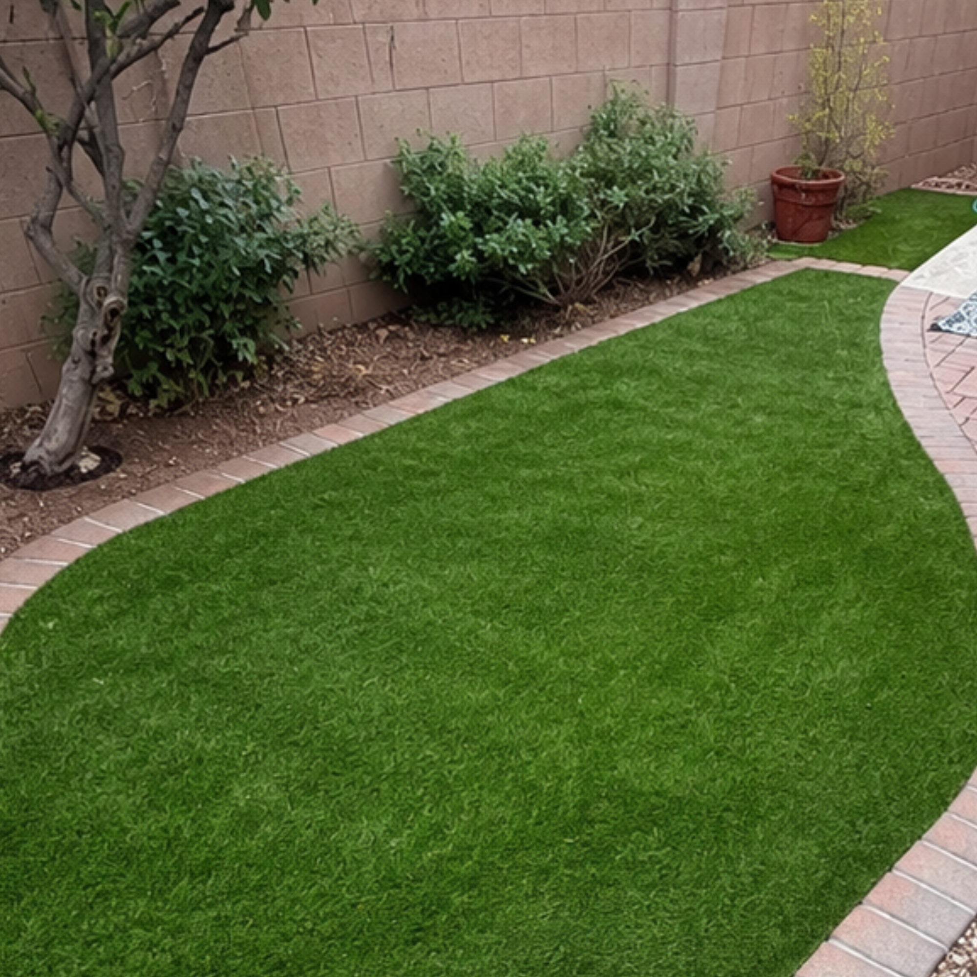 Refreshed artificial turf after cleaning