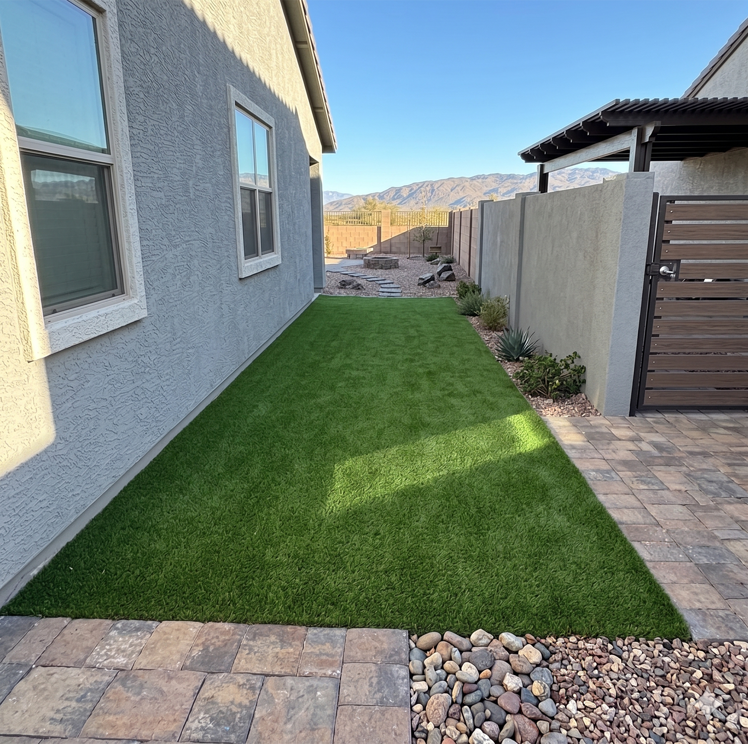 Freshly cleaned artificial grass after service