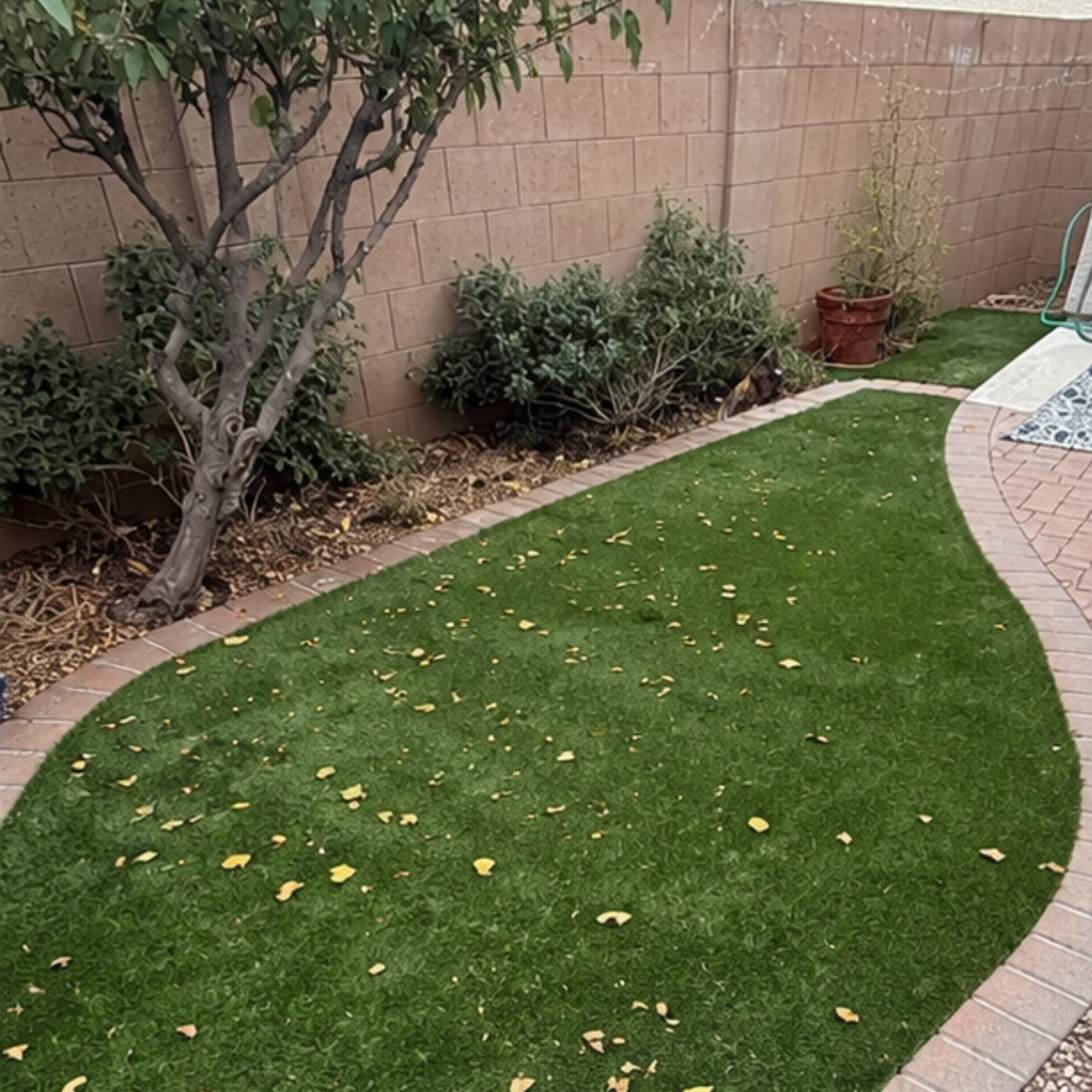 Matted, dirty artificial turf before cleaning